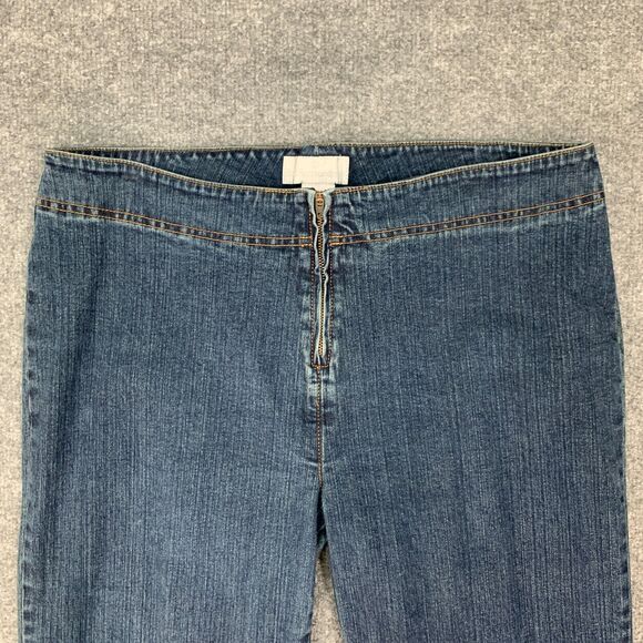 Vintage Soft Surroundings Denim Trousers Women L Large Retro Zip Front Wide Leg - Picture 3 of 13